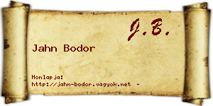 Jahn Bodor névjegykártya
